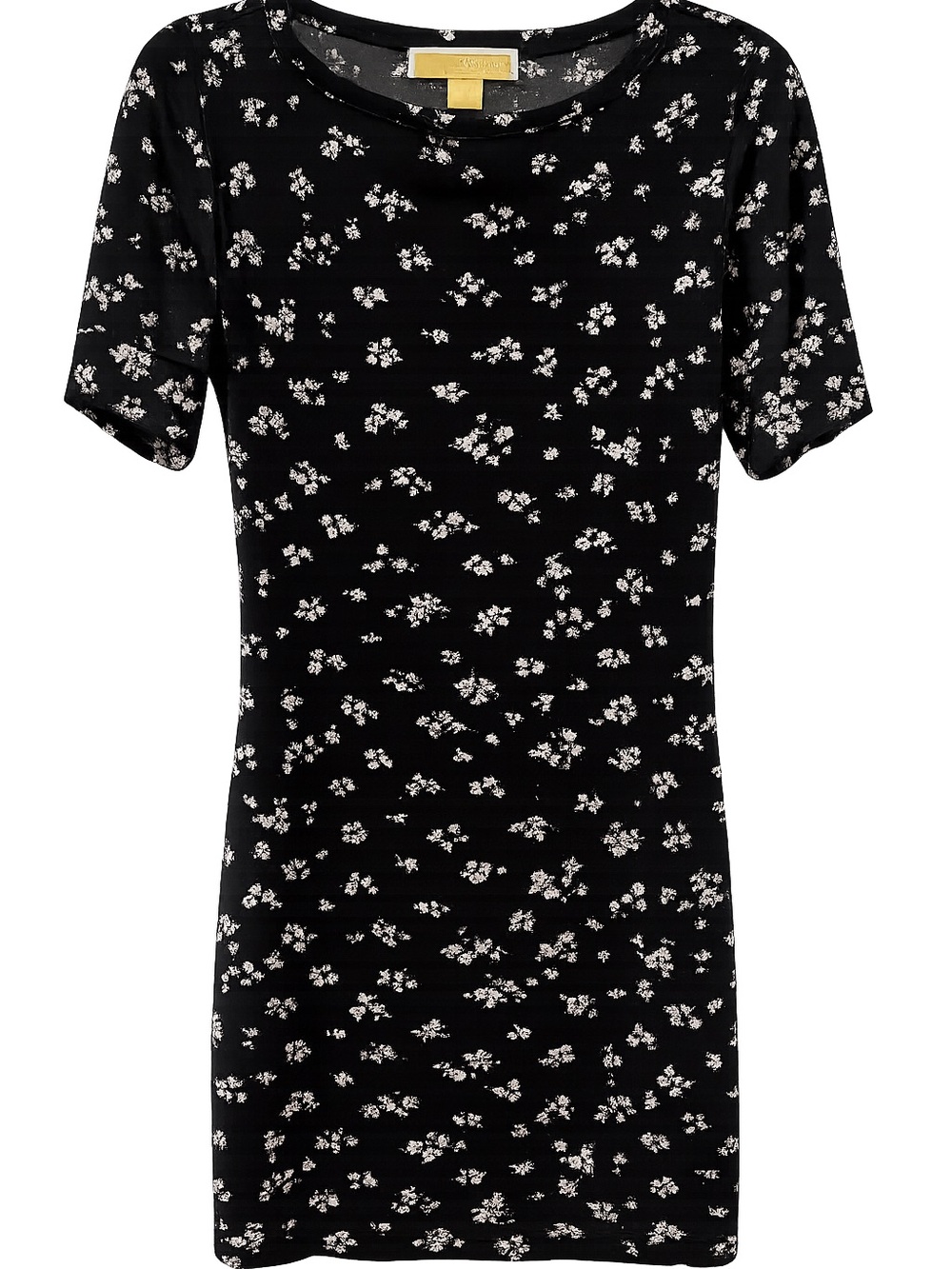 Michael Michael Kors Black Floral Shift Dress XS Stretch Short Sleeve